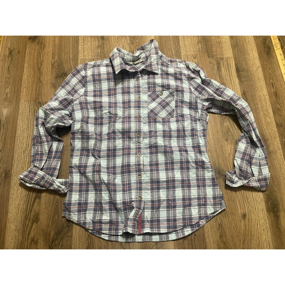 Ultimate Terrain Shirt, Women's Large, Red Blue, Plaid, Button Up Long Sleeve